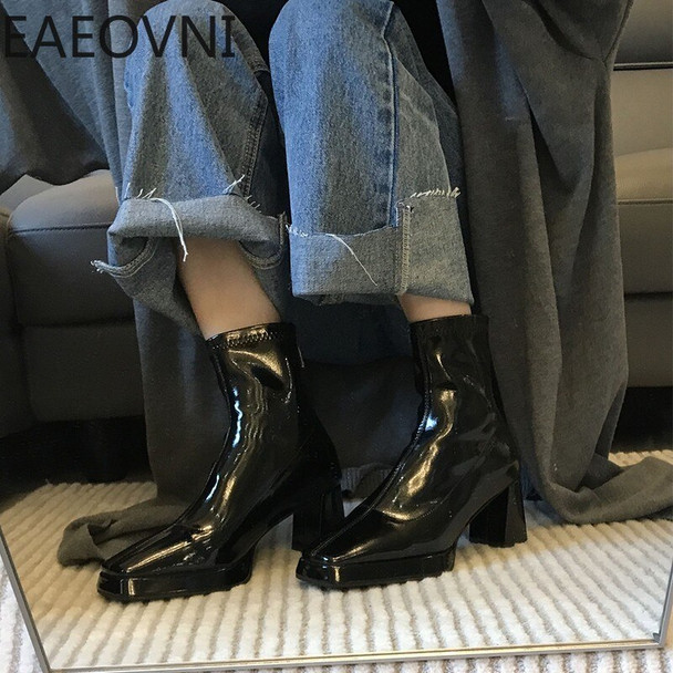 Brand Designer Ankle Boots Women Fashion Side Zippers High Heel Short