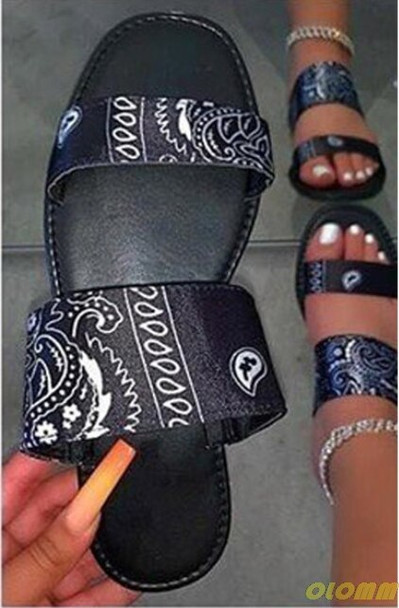 Hot 2020 Women's Summer Flat Slippers Printed Outdoor Sandals Open Toe Hot 2020 Women's Summer Flat Slippers Printed Outdoor Sandals Open Toe