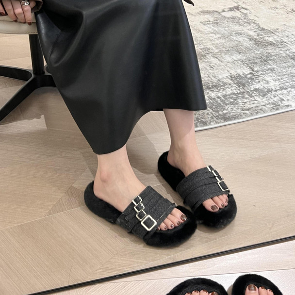 2023 Autumn and Winter New Straight Slim Slippers Women's Versatile 2023 Autumn and Winter New Straight Slim Slippers Women's Versatile