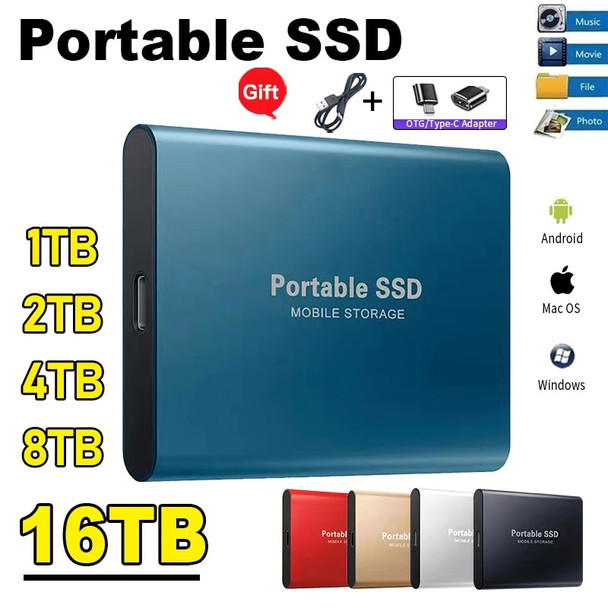 Portable SSD 1TB High-speed Mobile Solid State Drive 500GB External Storage Decives Type-C USB 3.1 Interface for Laptop/PC/ Mac