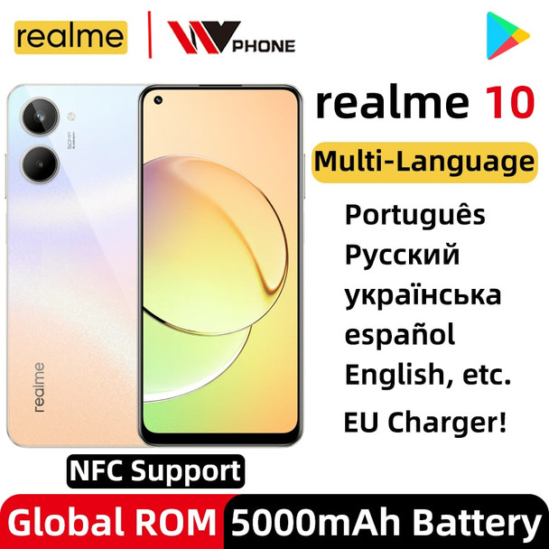 Global ROM Realme 10 Smartphone Support NFC Helio G99 Multi-language 50MP Camera 6.4" 90Hz AMOLED Display 5000mAh Battery