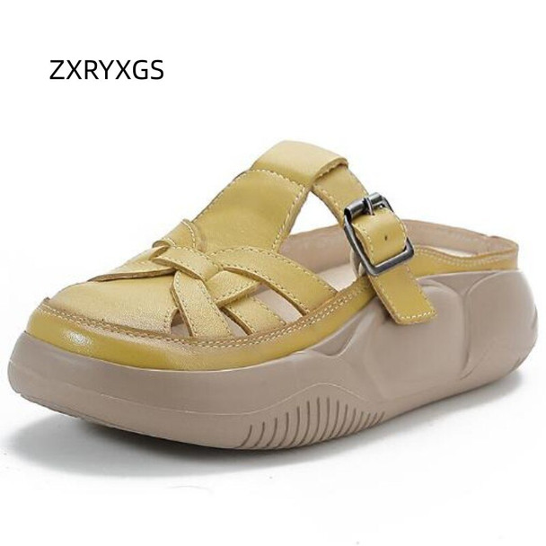 2022 Classic Retro Round Toe Genuine Leather Slippers Fashion Casual 2022 Classic Retro Round Toe Genuine Leather Slippers Fashion Casual