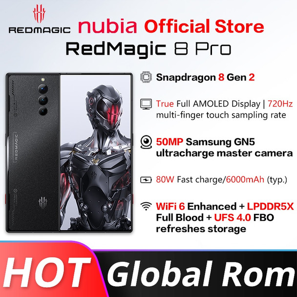 Global Rom Nubia Redmagic 8 Pro 5G 6.8 inch 120Hz AMOLED Snapdragon 8 Gen 2 Octa Core 80W super fast charge 6000mAh NFC