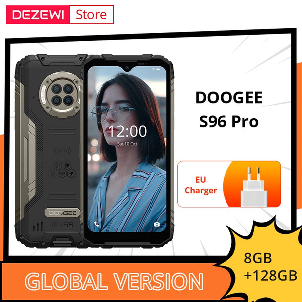 Global Version DOOGEE S96 Pro 24W Fast Charge Rugged Phone 48MP Quad Camera 20MP Infrared Night Vision Helio G90 Octa Core 128GB