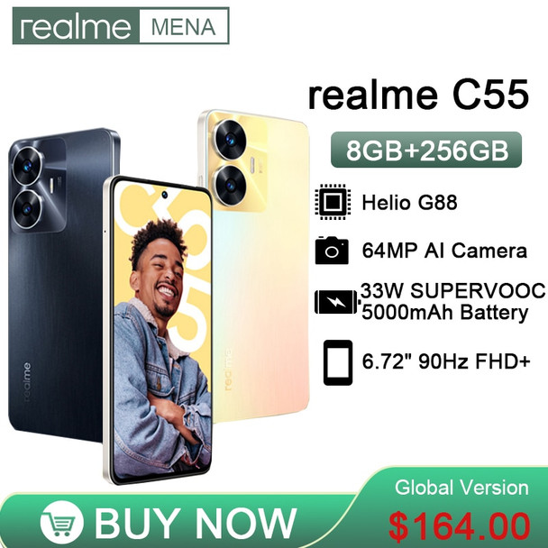 realme C55 New  64MP AI Camera Helio G88 Processor 6,72'' 90Hz Display 5000mAh Battery 33W Charge Global Version