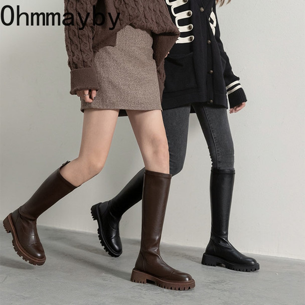 Women's High Boots Fashion Back Zippers Long Botas Ladies Elegant Low