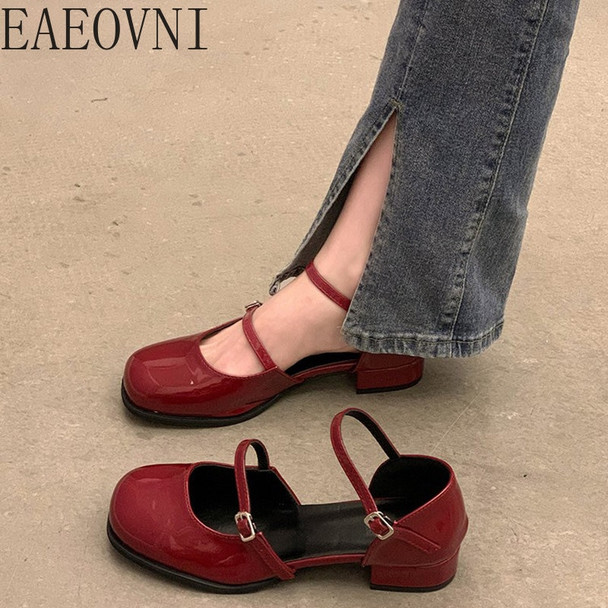 New Mary Jane Shoes Buckle Pumps Women Thick Heels Elegant Shallow New Mary Jane Shoes Buckle Pumps Women Thick Heels Elegant Shallow