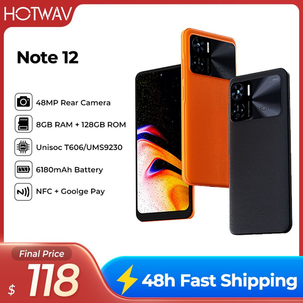 HOTWAV Note 12 Note12 Smartphone 6.8'' Android 13 90Hz 20W fast charge 8GB+128GB 48MP Rear Camera NFC 6180mAh Cell phone