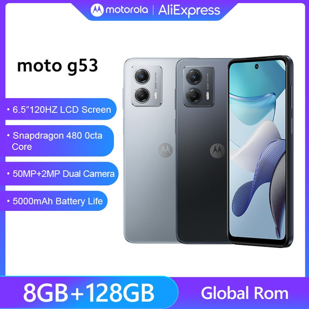 Global ROM Motorola MOTO G53 Smartphone 8GB 128GB 6.5'' Snapdragon 480 Mobile Phone 120Hz LCD Screen 50MP Camera 5000mAh Battery