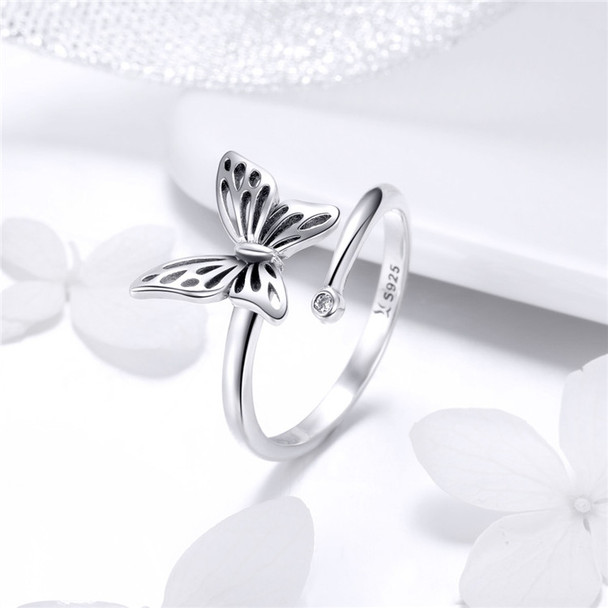 Qings Butterfly Ring 925 Sterling Silver Open White CZ Ring With Cheap Price