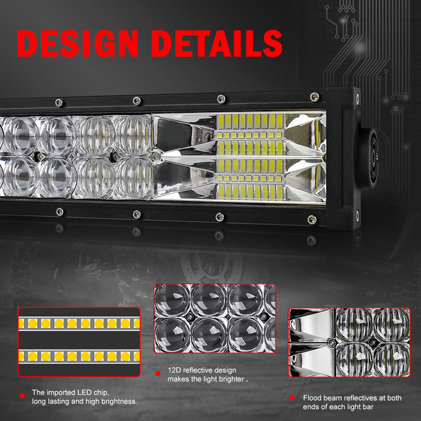 3Row Beam Driving Light Bar, 12V 24V 22 inch Led Off Road Light Bar