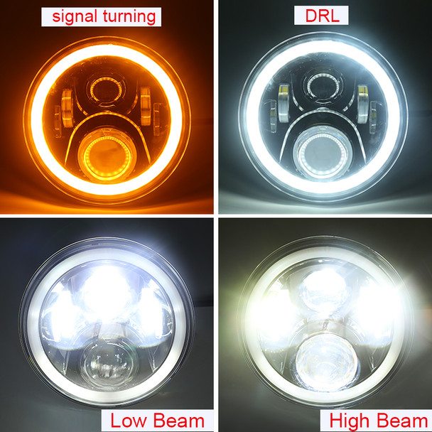 7" Round High Low Beam Headlight with Turn Signal for Jeep Wrangler