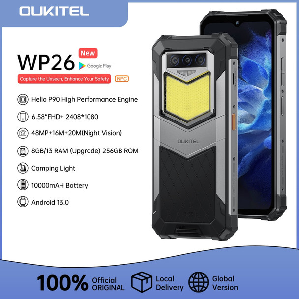 Oukitel WP26 Rugged 10000mAh 8GB RAM 256GB ROM 48MP+20MP Night Camera MTK P90