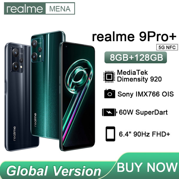 realme 9 Pro Plus 5G Global Version Dimensity 920 Sony Imx766 Ois Camera 60w Superdart Amoled Display 8GB 128GB