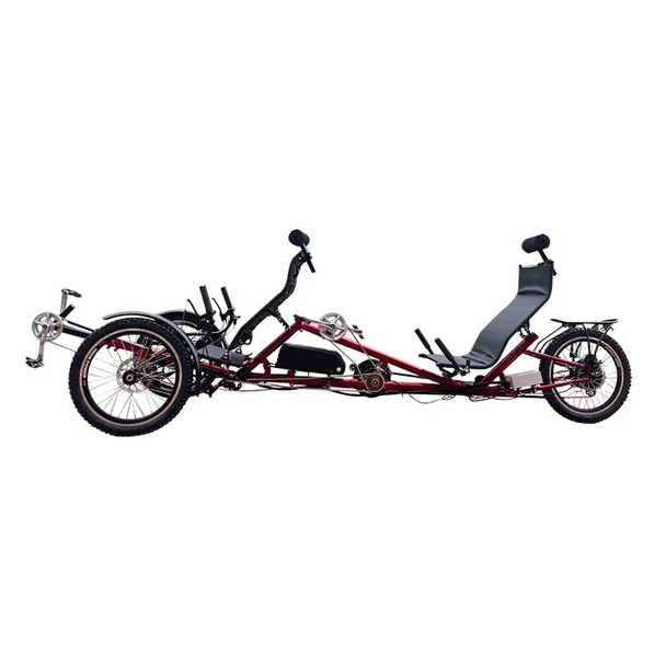 Electric 500 Watt Two Person Tandem Recumbent Tricycle with Pedal Assist
