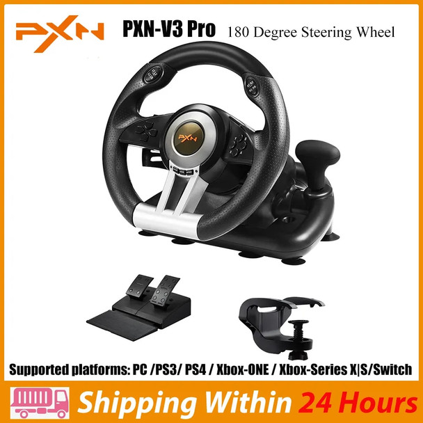 PXN V3 Pro Gaming Racing Wheel Volante PC Steering Wheel Racing Game 180° for PS3/PS4/Xbox One/Nintendo Switch/Xbox Series X/S