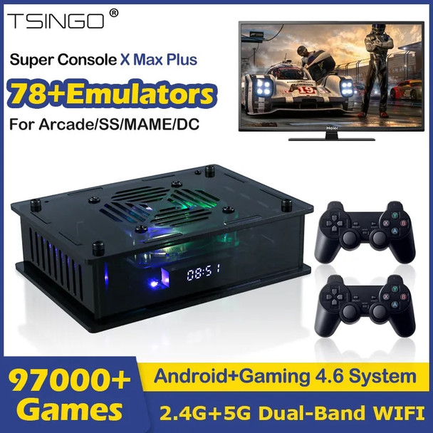 TSINGO Super Console X Max Plus 4K HD WiFi Retro TV Video Game Player 97000+ Games For PSP/DC/PS1/N64/SS Dual System S905X3 CPU