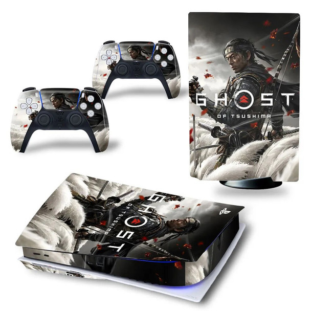 Tsushima Game PS5 disk digital editon decal skin sticker for playstation 5 Console and two Controllers Vinyl stickers