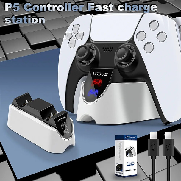 RGB Controller Charging Station For PlayStation 5 Dual Fast Charger LED Indicator Charging Stand Docking Station For PS5 Gamepad
