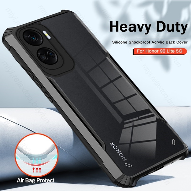 Transparent Acrylic Heavy Duty Shockproof Coque For Honor 90 Lite 5G Case TPU Soft Frame Protect Fundas Honar Honer 90Lite Light