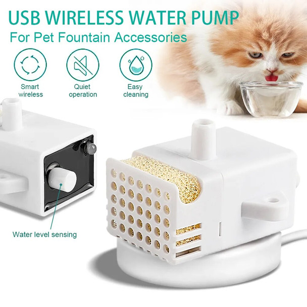 USB Wireless Water Pump Cats Fountain Accessories Dogs Pet Dispenser Drinking Submersible Pump Auto Feeder Replacement