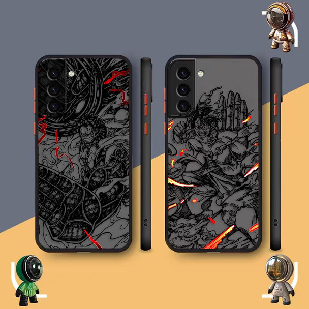 Matte Phone Case for Samsung Galaxy S23 S22 S21 S20 S10 4G S9 S8 Plus ULTRA 5G LITE Case Funda Anime One-P-Piece Black Lines Art