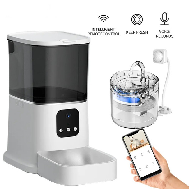 6L Smart Pet Feeder With Camera WIFI APP Real Time Remote Control Dispenser Automatic Induction Water Feeder For Cats Dogs Bowl