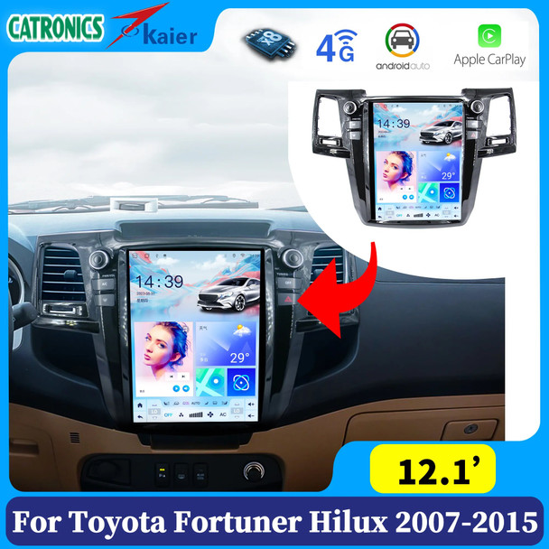 12.1' Tesla Screen for Toyota fortuner Hilux SW4 2007 2010 2011 2013 2015 Multimedia Car Radio Android Multimidia Accessories
