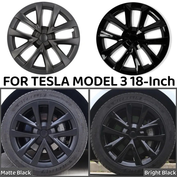 4PCS Hub Caps 18-Inch Hubcap Performance Replacement Wheel Cap Automobile Full Rim Cover for Tesla Model 3 2018-2023 Accessories