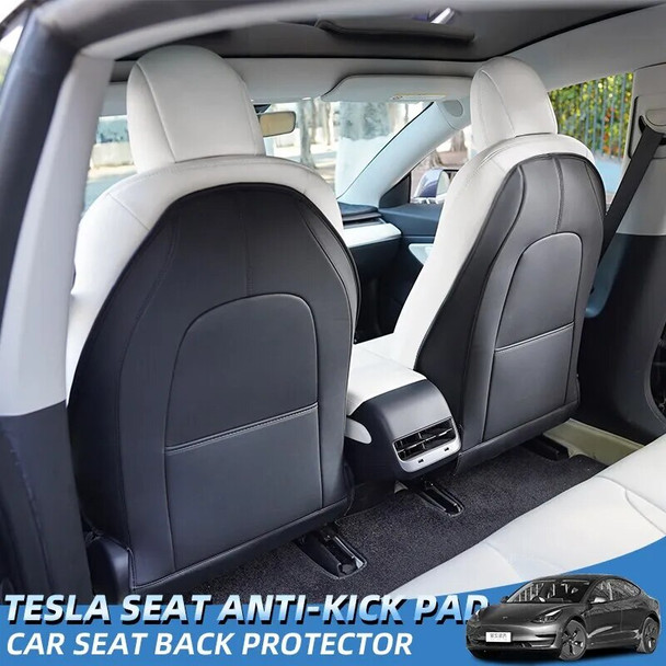 For Tesla Model 3 Model Y Seat Back Kick Protector Backseat Kick Mats for Kids Extra Organizer Pocket