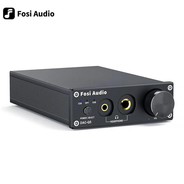 Fosi Audio Q5 DAC Converter USB Digital-to-Analog Adapter ESS9018K2M Decoder & Headphone Amplifier & Mini Stereo Preamplifier