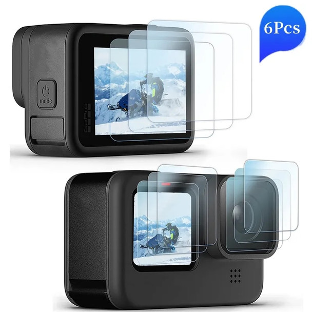 3/6Pcs HD Tempered Glass For GoPro Hero 11 10 9 Black Lens