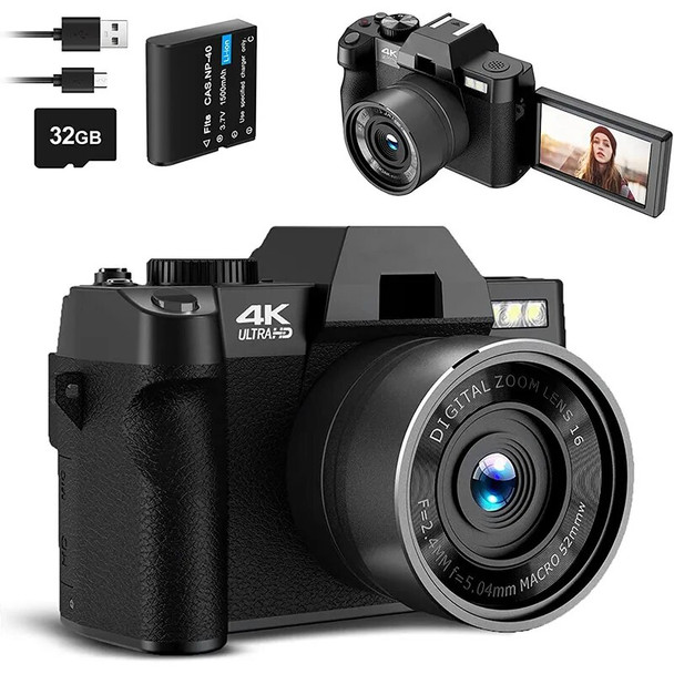 G-Anica Digital Camera for Photography and Video 4K 48MP Vlogging Camera for YouTube with 180° Flip Screen 16X Digital Zoom