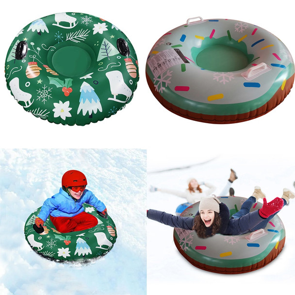 Inflatable Ski Ring Winter Ski Circle with Handle Floated Sled Skiing Board PVC Outdoor Snow Tube Snow Toy Skiing Accessories