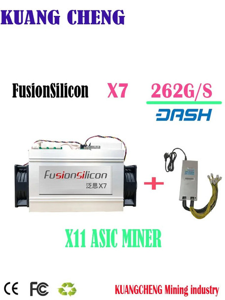 DASH Used miner FusionSilicon X7 262G X11 Asic miner with PSU Dash mining better than STU-U6 Innosilicon A5 A6 Antminer D7 D5