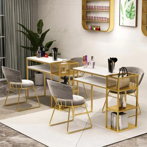 Nordic Light luxury manicure table net red manicure table double marble manicure shop nail oil shelf table and chair set