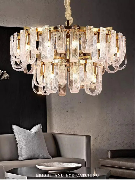 Golden Crystal Ceiling Pendant Lamps American Modern Art Chandelier Pendat Lights Fixture Foyer Bedroom Living Room Home Decor