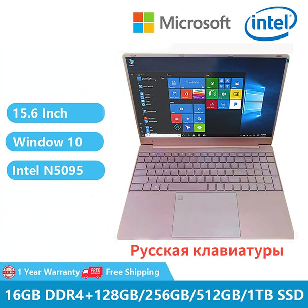Woman Laptop Windows 10 Office Education Gaming Notebook Pink 15.6“11th Gen Intel Celeron N5095 16G RAM 1T Dual WiFi Narrow Side