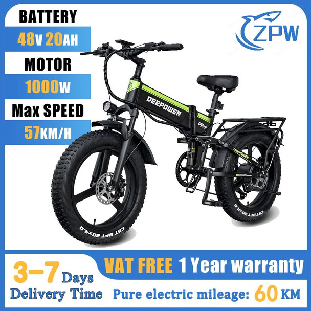 ZPW H20PRO EBike 1000W Electric Off-Road Folding Bike 48V20AH Snow Electric bicycle 20 Inch Fat Tire E-Bike for Adults