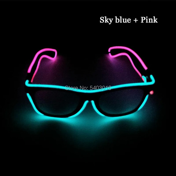 Cool Fashion Double Colors EL Glasses EL Wire Glowing Glasses Neon LED Light Up Sunglasses Glow Party Decorative Glasses