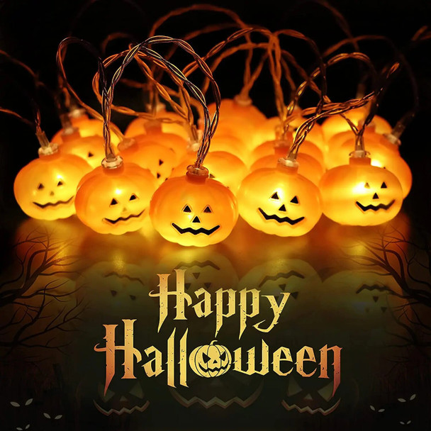 3m 20LED Halloween Pumpkin Ghost Spider Skull LED String Lights Pumpkin Ornaments Lamp Tree Home Party Halloween Decoration