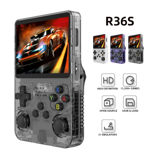 R36S Retro Handheld Video Game Console Linux System 3.5 Inch IPS Screen R35s Pro Portable Pocket Video Player 64GB Games