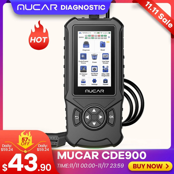 MUCAR CDE900/cde900 Pro OBD2 Diagnostic Tool Auto obd Scanner Brake Airbag Transmission Engine Diagnose 32G 28 Reset Code Reader