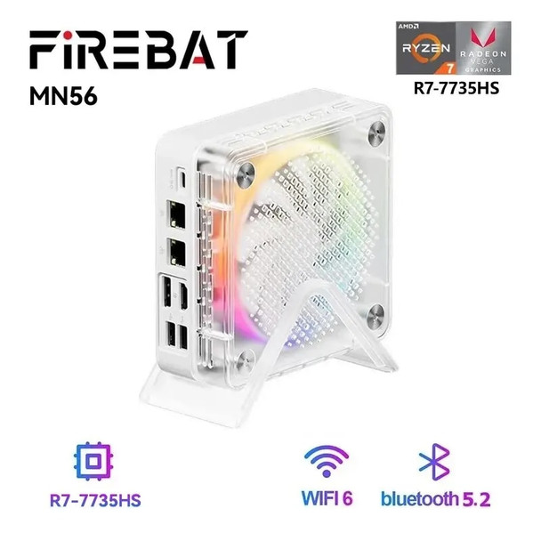 FIREBAT MINIPC AMD R7-7735HS Mini Pc Colorful Gamer 16GB 512GB DDR5 RJ45 Desktop Gaming Computer BT5.2 WIFI6 M.2