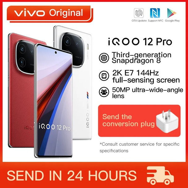 Vivo iQOO 12 Pro 5G Mobile Phone 6.78 Inch AMOLED Snapdragon 8 Gen3 200W SuperFlash Charge 50M Tripl Camera NFC