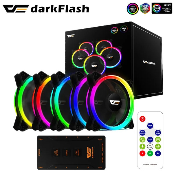 DarkFlash DR12 Pro 120mm Rgb Pc Computer Case Fans Sata Connector 3 Pin 5V Sync Argb Cooling Fans