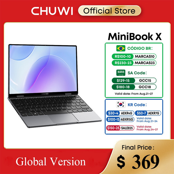 CHUWI MiniBook X Laptop Tablet PC 2 In 1 12GB LPDDR5 512G SSD Intel N100 10.51 Inch FHD IPS Screen 1920*1200 Windows 11 Notebook