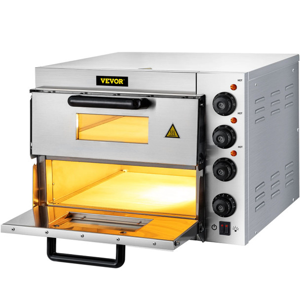 VEVOR Commercial Pizza Oven 14" Double Deck Layer 110/220V 1950/3000W Multipurpose Pizza Maker for Restaurant Home Baking