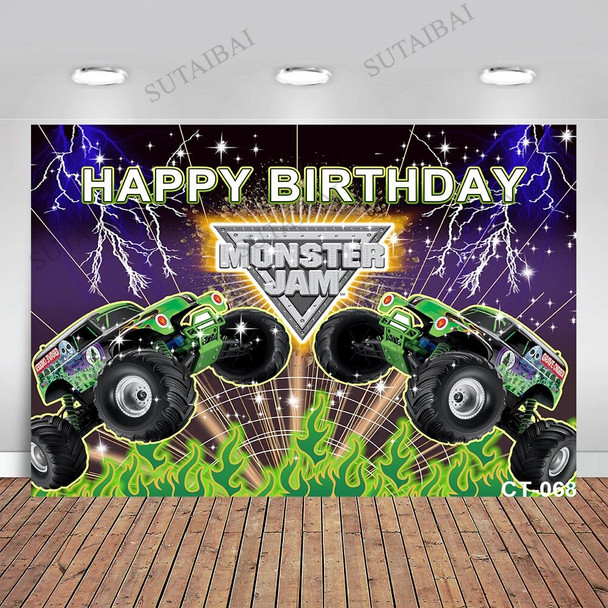Truck Cars Backdrops for Boys Birthday Party Blaze Monsters Machine Theme Photography Photo Studio Backgrounds Vinyl Custom