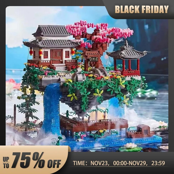 3320PCS Blocks Tree House Diamond Building Garden Architecture Waterfall Light DIY Bricks Cherry Blossom Toy For Kids Adult Gift